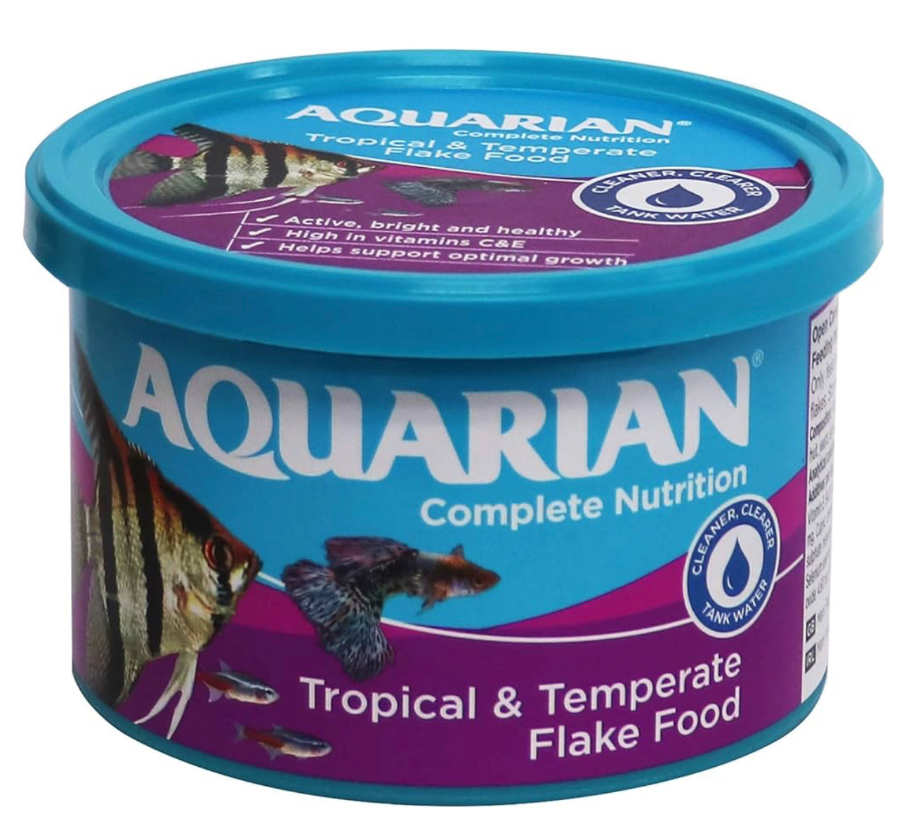 AQUARIAN Complete Nutrition, Aquarium Tropical & Temperate Fish Food Flakes, 50g Container