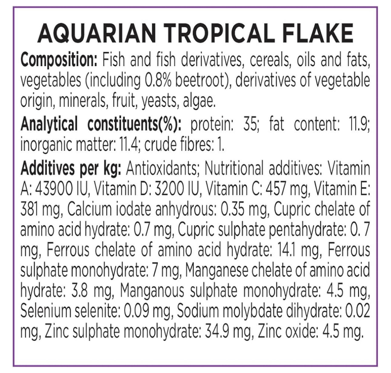 AQUARIAN Complete Nutrition, Aquarium Tropical & Temperate Fish Food Flakes, 50g Container