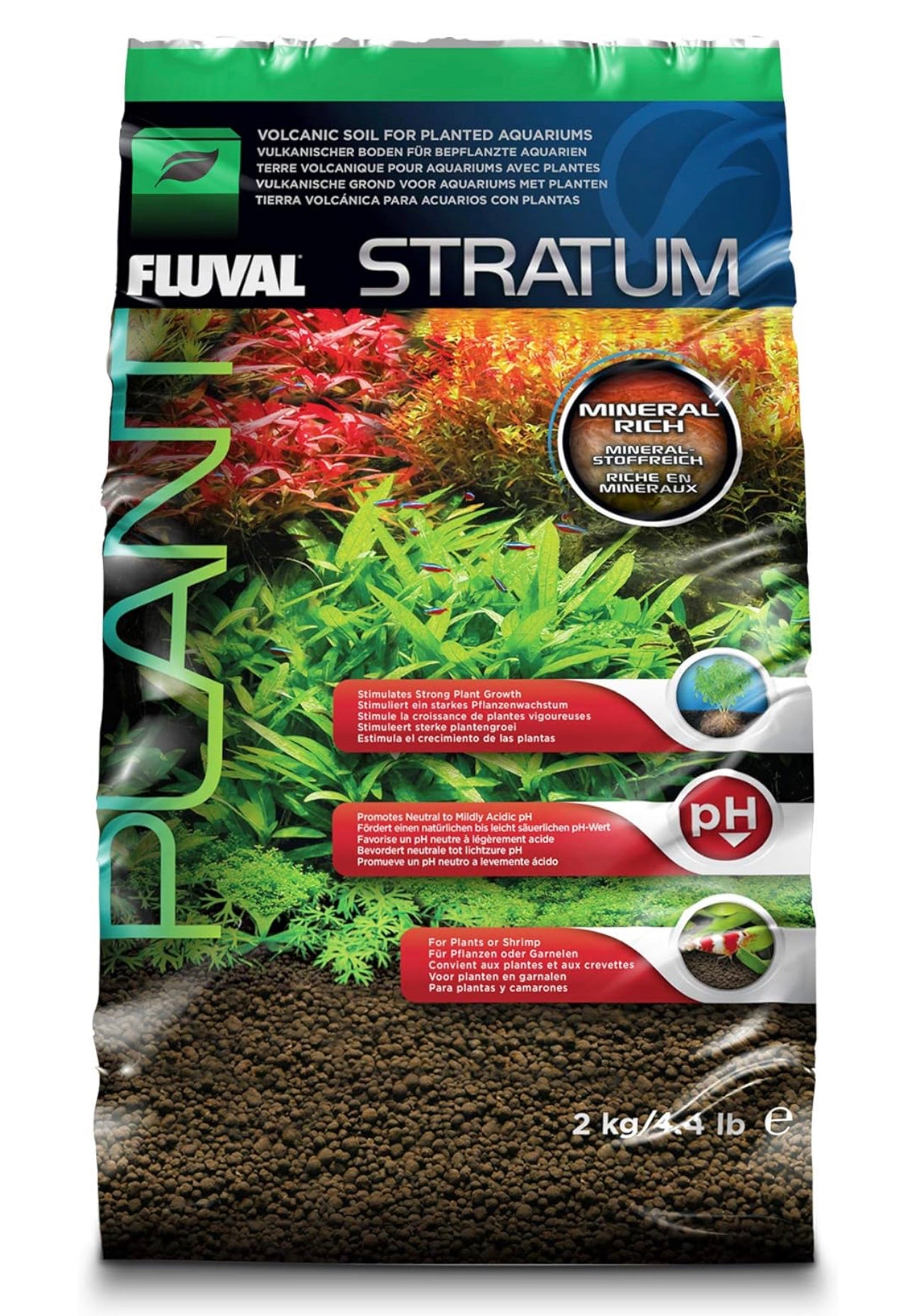 Fluval Stratum Aquarium Planting Substrate, Dark Brown, 2 kg